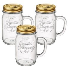 Bormioli ROCCO 附蓋把手透明玻璃杯, 415ml, 3入