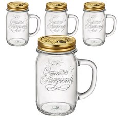 Bormioli ROCCO 附蓋把手透明玻璃杯, 415ml, 4入