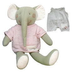 Hanz 大象娃娃 綠色+T恤 隨機出貨+條紋褲 深棕, 混色