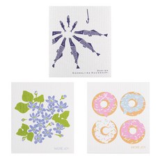 Kuu 芬蘭島抹布 3 件套 Hauki 魚 + 紫羅蘭 + 甜甜圈, 混色