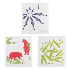 Kuu 芬蘭島抹布 3 件套 Hauki 魚 + 熊 + 豌豆, 混色