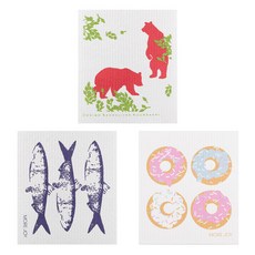 Kuu 餐巾紙組 3p 熊+鯡魚+甜甜圈圖案, 混色