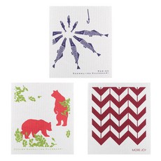 Kuu 芬蘭抹布 3 件套 Hauki Fish + Bear + Wave Red, 混色