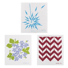 Kuu 芬蘭抹布 3件套 Singti Fish+Violet+Wave Red, 混色