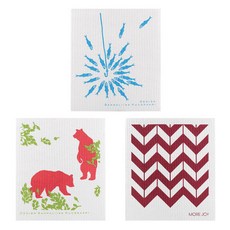 Kuu 芬蘭抹布 3 件套 Singti Fish + Bear + Wave Red, 混色