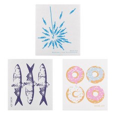 koo 芬蘭抹布 3入組 興地魚+青魚+甜甜圈, 混色