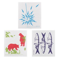 Kuu 芬蘭抹布 3 件套 Singti Fish + Bear + Herring, 混色