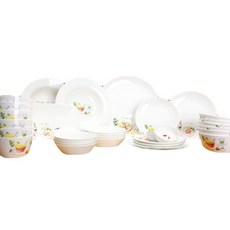 LKmade 6人份花園圖案陶瓷餐具組, 1組, 餐具 32入, 混色