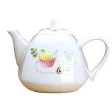 LKmade 插圖印花骨瓷茶壺+蓋子, 1000ml, 混色