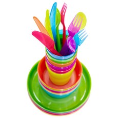 이케아 KALAS 유아식기, 혼합 색상, 접시 6p, 그릇 6p, 컵 6p, 포크 6p, 숟가락 6p, 나이프 6p