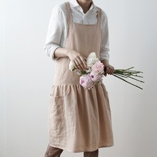 하우밍 메이 린넨 앞치마 98 x 85 cm, 피치핑크, 1개