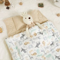 EziBaby 幼兒分離式印花午睡被+墊子+超細纖維枕頭, 米色