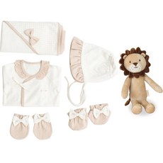 코니베이비 여아용 오가닉 출산 5종 세트 + 아기사자 차차인형