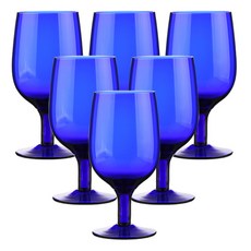 SAMHO GLASS 玻璃高腳酒杯 藍色, 360ml, 6件