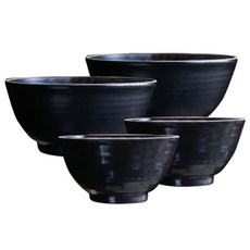 LIEN'CERAMIC Black Buncheong Air 2p + Bowl 2p, 飯碗 2入+大碗 2入, 1組