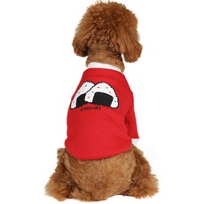 WiNKY NEWYORK 狗狗衣飯糰印花T恤, 紅色的