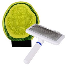 댕댕이샵 반려동물 글러브 털제거브러쉬 + 슬리커브러쉬 L, 1세트