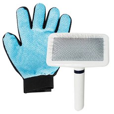 댕댕이샵 반려동물 핸드 털제거브러쉬 + 슬리커브러쉬 S, 1세트