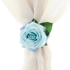 더플라워마켓 한송이 장미 플라워 커텐집게 8cm, 스카이블루, 1개