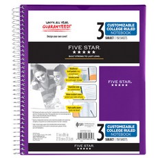 파이브스타 노트북 3 Subject + 클리어뷰커버 CR, 혼합 색상, 1개