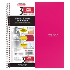 파이브스타 트렌드 와이어바운드 노트북 3 Subject WR, 혼합 색상, 1개