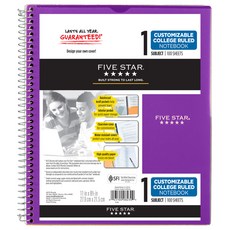 파이브스타 노트북 1 Subject + 클리어뷰 커버 CR, 혼합 색상, 1개