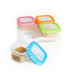 momhandson 副食品密封保鮮盒組, 紅色+橘色+綠色+藍色, 1組
