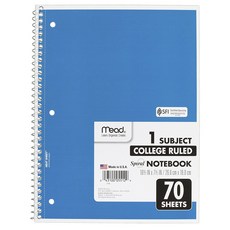 Mead 스피럴 노트북 1 Subject 70ct CR, 랜덤 발송, 1개