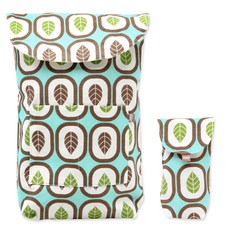 Marilyn 印花尿布收納袋, 葉子款 藍色