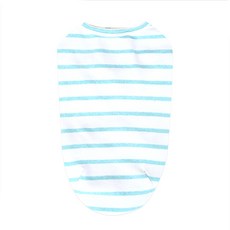 PUPPY ANGEL 條紋前開衩七分袖寵物狗T恤 TS516, 藍色