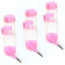 블럭마트 햄스터 기니피그 소동물 물통 125ml, 핑크, 3개
