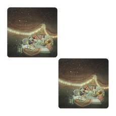 아울리빙 아트 우드 유화 컵받침 2P, 아늑한방