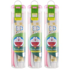 CLIO 哆啦A夢便攜式孩童牙刷組 3入, 粉色