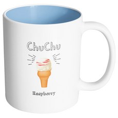 HAND-FACTORY 甜心冰淇淋覆盆莓馬克杯, 1個, 內部粉藍色