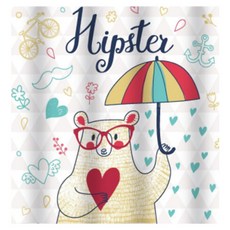 韓國 BK 陷入愛河的北極熊浴簾 004, 1個, 米色系