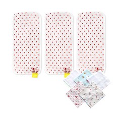 송월타월 애니쥬 도트 선염 미니 버프 세면타올 3p + 가제 손수건 5p 랜덤 발송, 빨강, 1세트