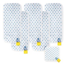 송월타월 애니쥬 도트 선염 세면타올 5p + 애니쥬 도트 선염 손수건 랜덤 발송, 파랑, 1세트