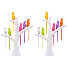 아울리빙 나무위 새 과일꽂이 세트 화이트, 2개입, 1개