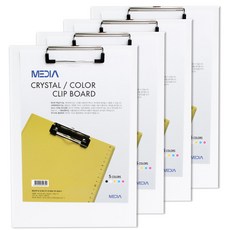 MEDIA 水晶彩色板夾 A4, 白色, 4個