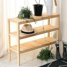 BESTLIVING 實木三層鞋架組合長凳, 天然