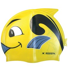 AQUWIN 海豚卡通兒童泳帽 CPP, 黃色, 1個