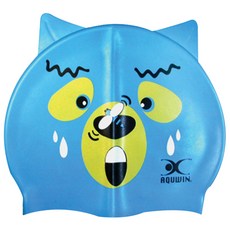 AQUWIN 熊與蜜蜂卡通兒童泳帽 CPP, 天藍色