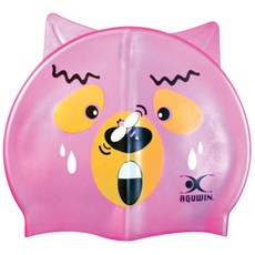 AQUWIN 熊與蜜蜂卡通兒童泳帽 CPP, 粉紅色