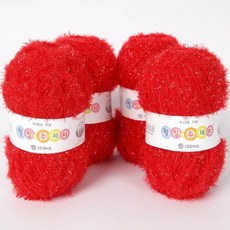 YEONIL 水洗毛線球, 8 Red, 4球