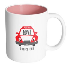HAND-FACTORY 小警車紅色馬克杯, 粉彩粉紅色, 1個