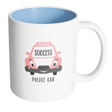 핸드팩토리 꼬마 경찰차 핑크 머그컵, 파스텔블루, 1개
