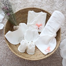 콩닥콩닥 신생아용 유기농 폭스 캐릭터 유기농 배냇저고리 DIY만들기 6종세트 50% 박음질