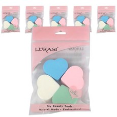 愛心海綿化妝粉撲 4入, 橄欖, 米色, 粉紅色, 藍色, 6個