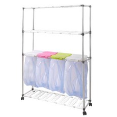 보노하우스 분리수거함 사각 4p 3단, 혼합 색상, 1세트