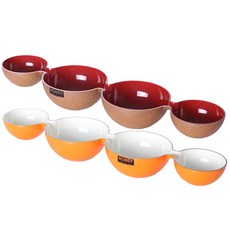 ROBEX 4 節零食碗 2p 套組, 1套, 木紅、橙白